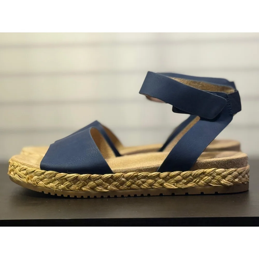 Soul Naturalizer Women Strappy Flat Elegant Braided Espadrille Sandal 9 M Blue - Picture 10 of 16